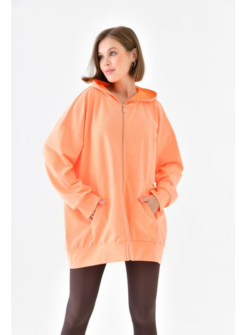 Garmi Ftz Women Zippered Sweat N.orange - Image 2